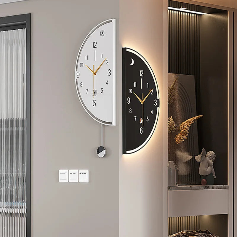 Clocks 2025 new modern wall-mounted guest corner double-sided wall clock household corner clock dining silent clock living room