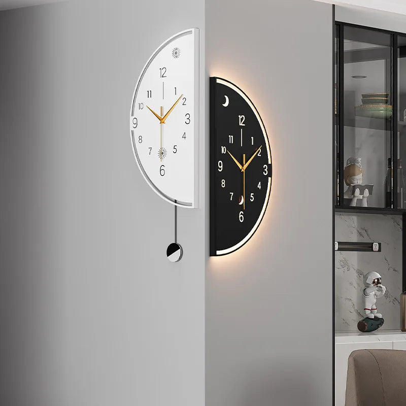 Clocks 2025 new modern wall-mounted guest corner double-sided wall clock household corner clock dining silent clock living room