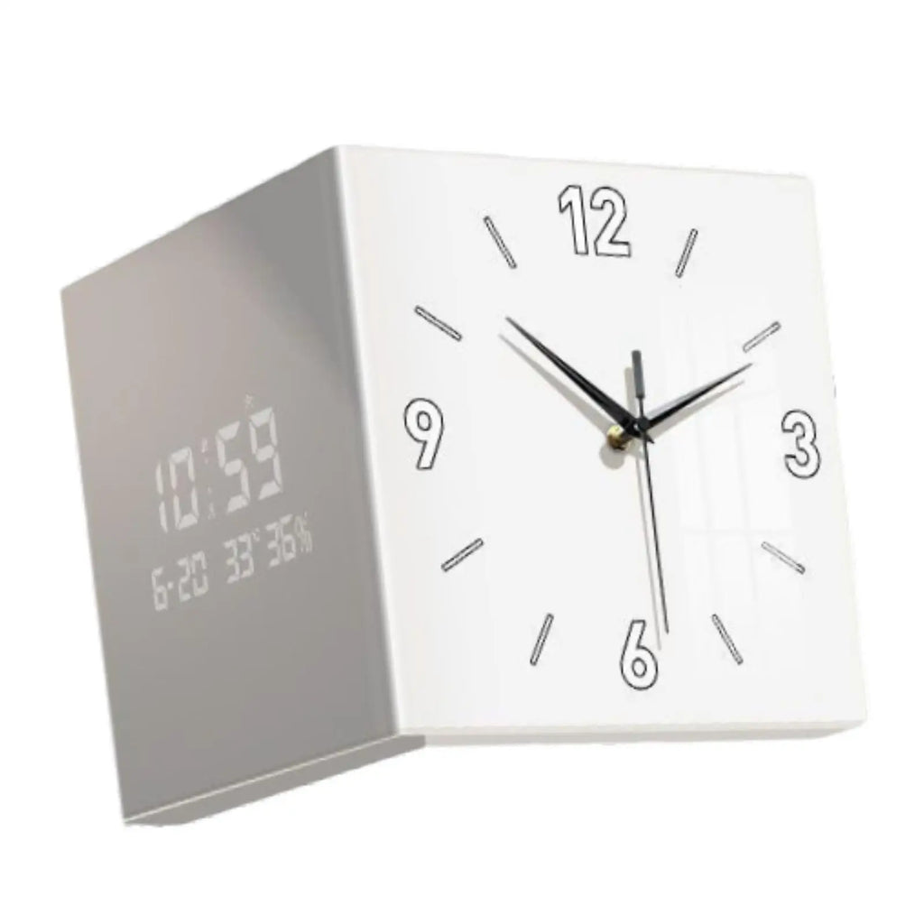 Double Sided Modern Corner Wall Clock Digital and Analog Versatile Display for Patio Office Decoration